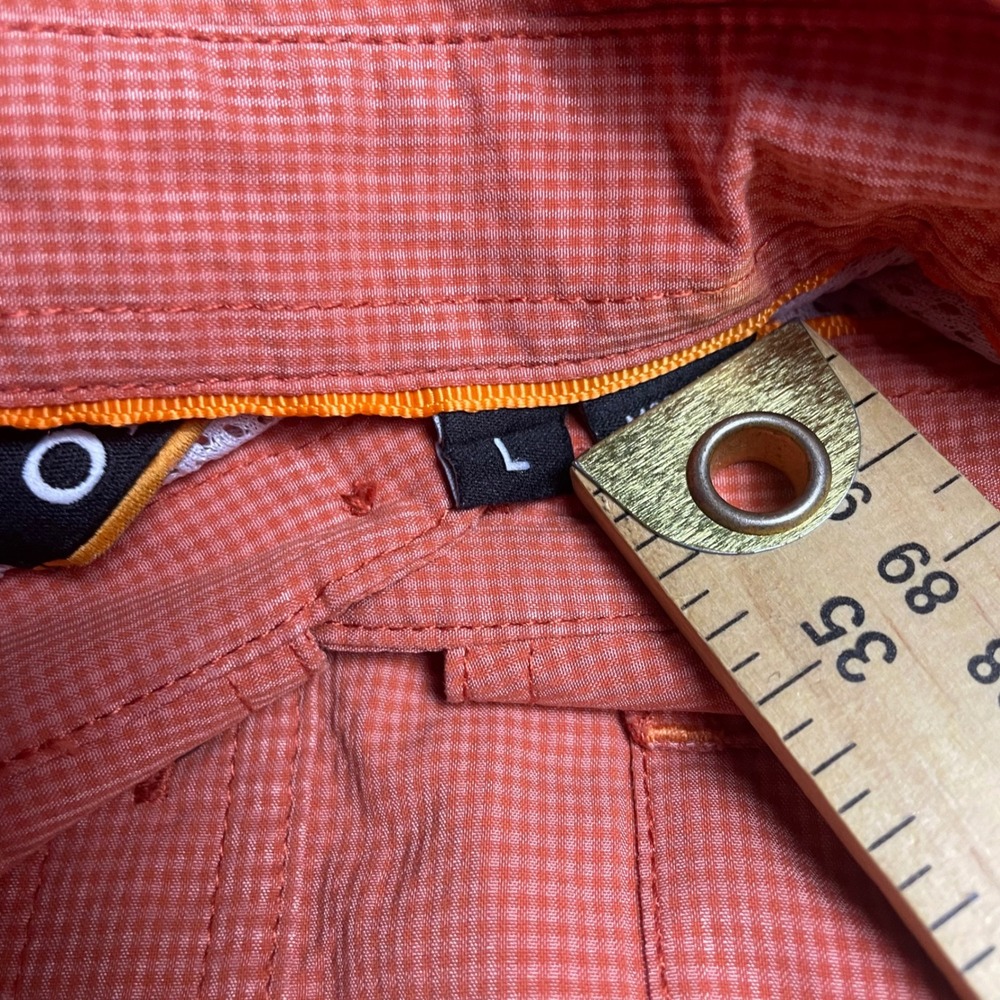 Orvis Mens Large Orange Micro Check Short Sleeve Vented Fishing Shirt Button Up - Picture 4 of 16